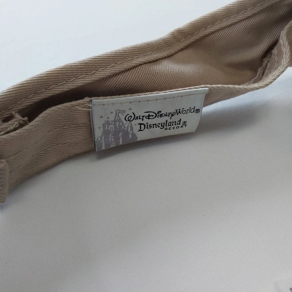 Vtg Walt Disney Mickey Mouse Visor Hat Adult One Size Khaki Blue Strap Back Logo